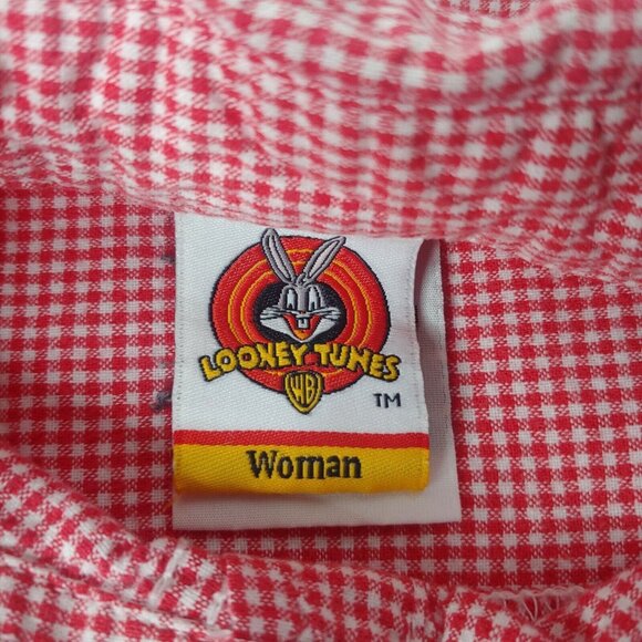 Looney Tunes Women 18/20W Blouse Shirt Red Gingham Sylvester Tweety PLEASE READ - Picture 5 of 7